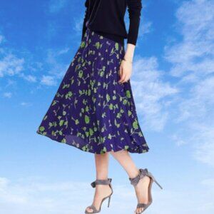 Banana Republic Button Front Pleated Skirt Kelly Green Navy Size 4